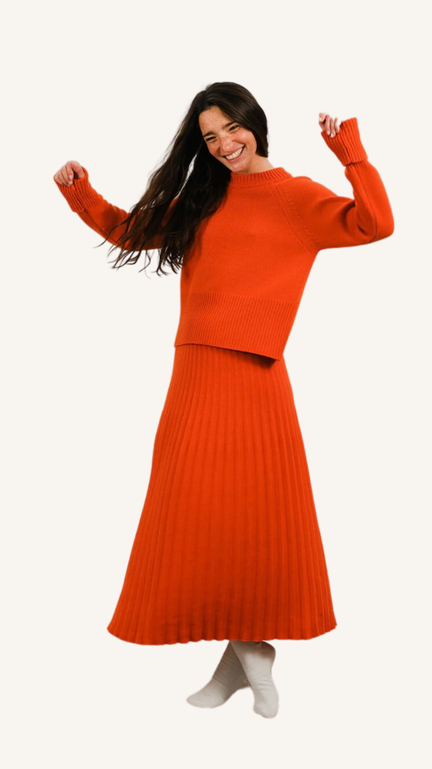 Lobster Red Cashmere Crewneck Sweater