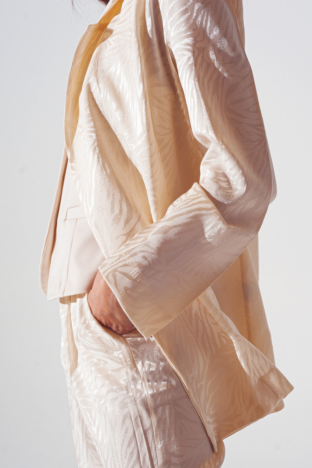 Oversized Zebra Print Blazer in White