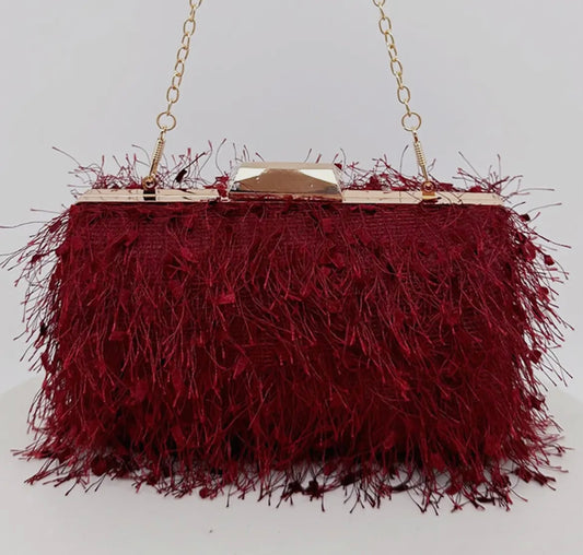 Wine Confetti Tassle Clutch