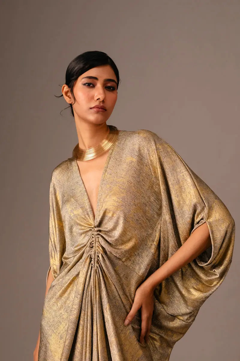 Kaftan in Brushed Golden Crepe