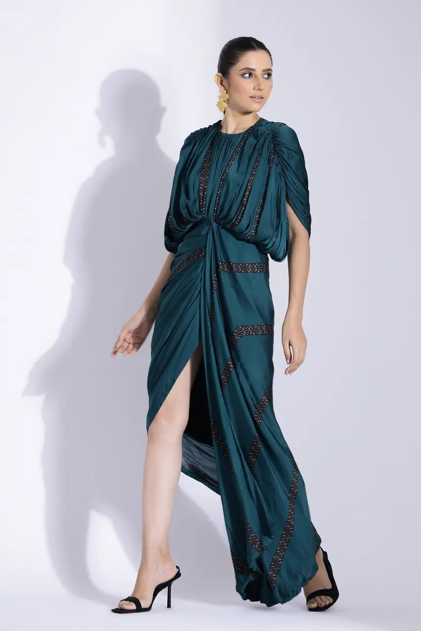 Draped Printed Georgette Dress