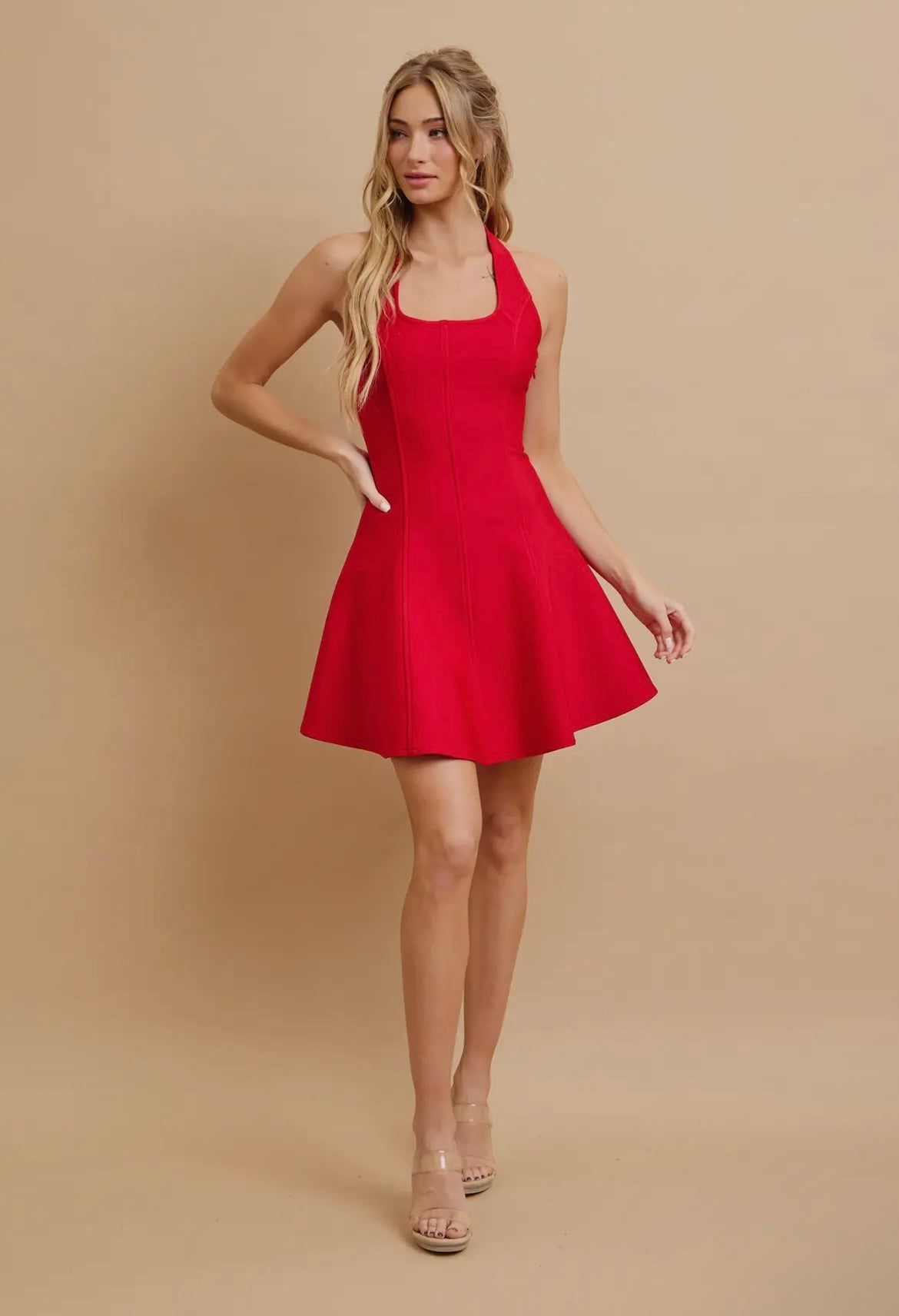 Bandage Halter Dress in Hibiscus