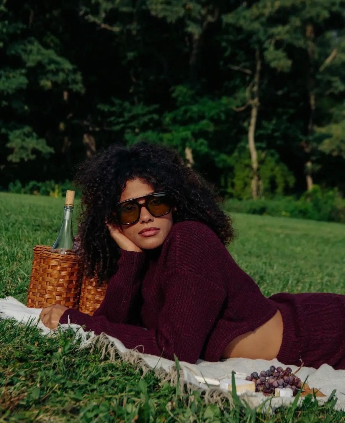 Asymmetrical Turtleneck in Dark Merlot