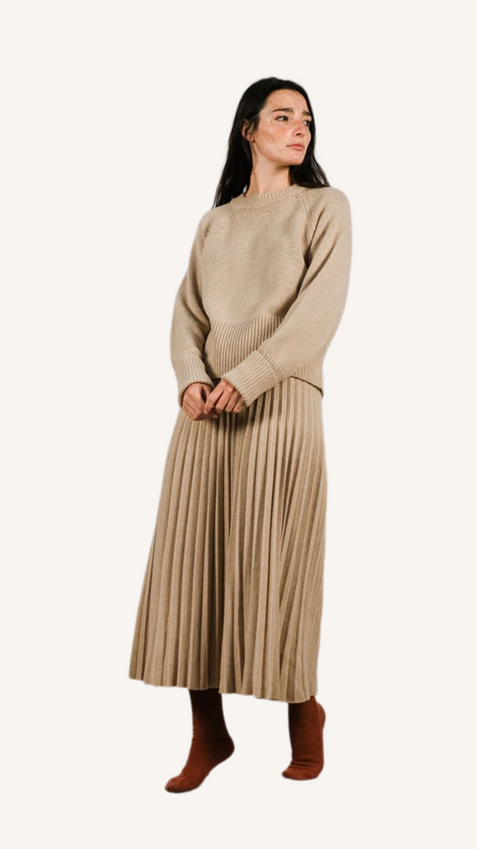 Beige Cashmere Crewneck Sweater