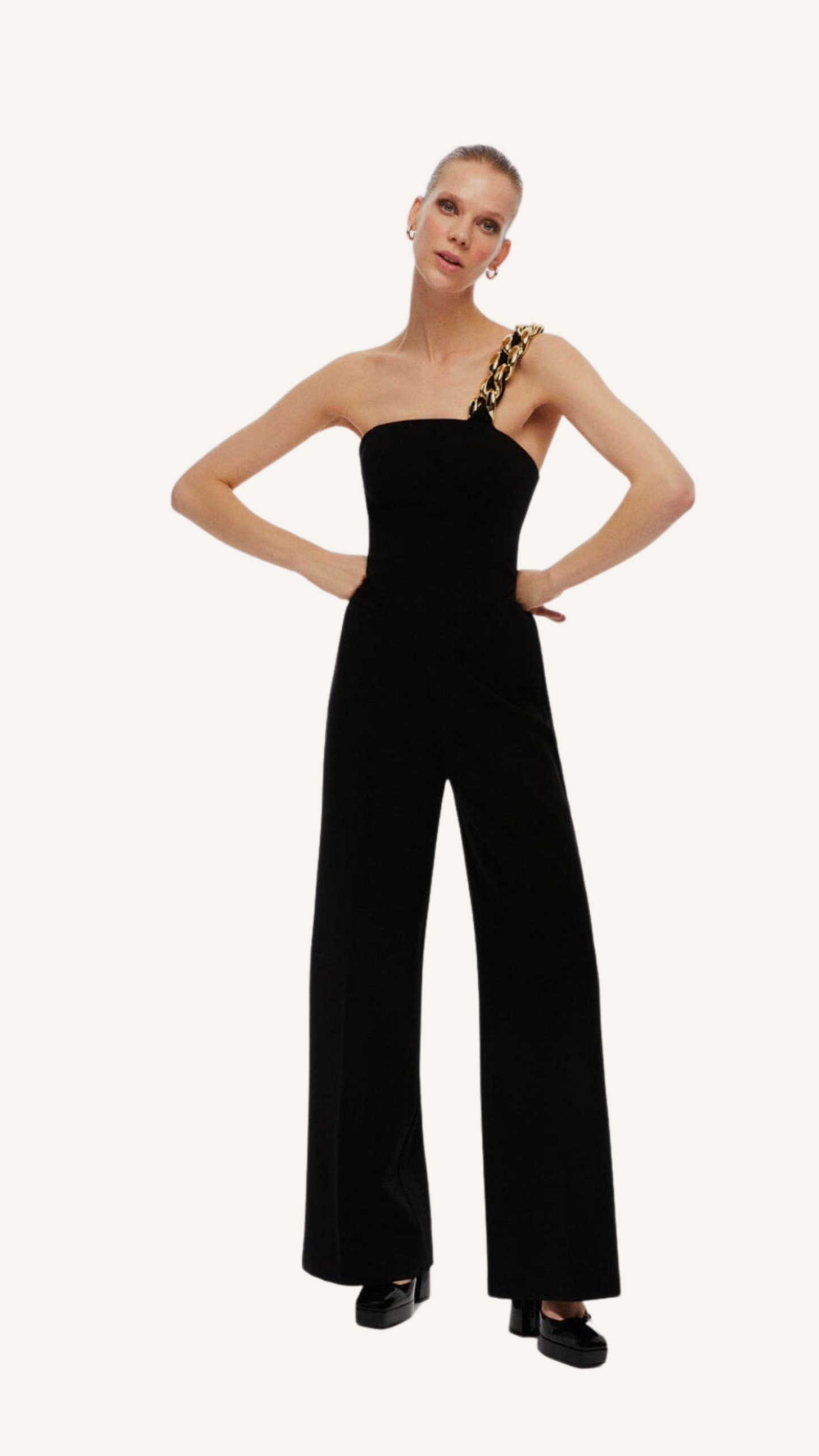 Black Jumpsuit w| Removable Chain Link Strap
