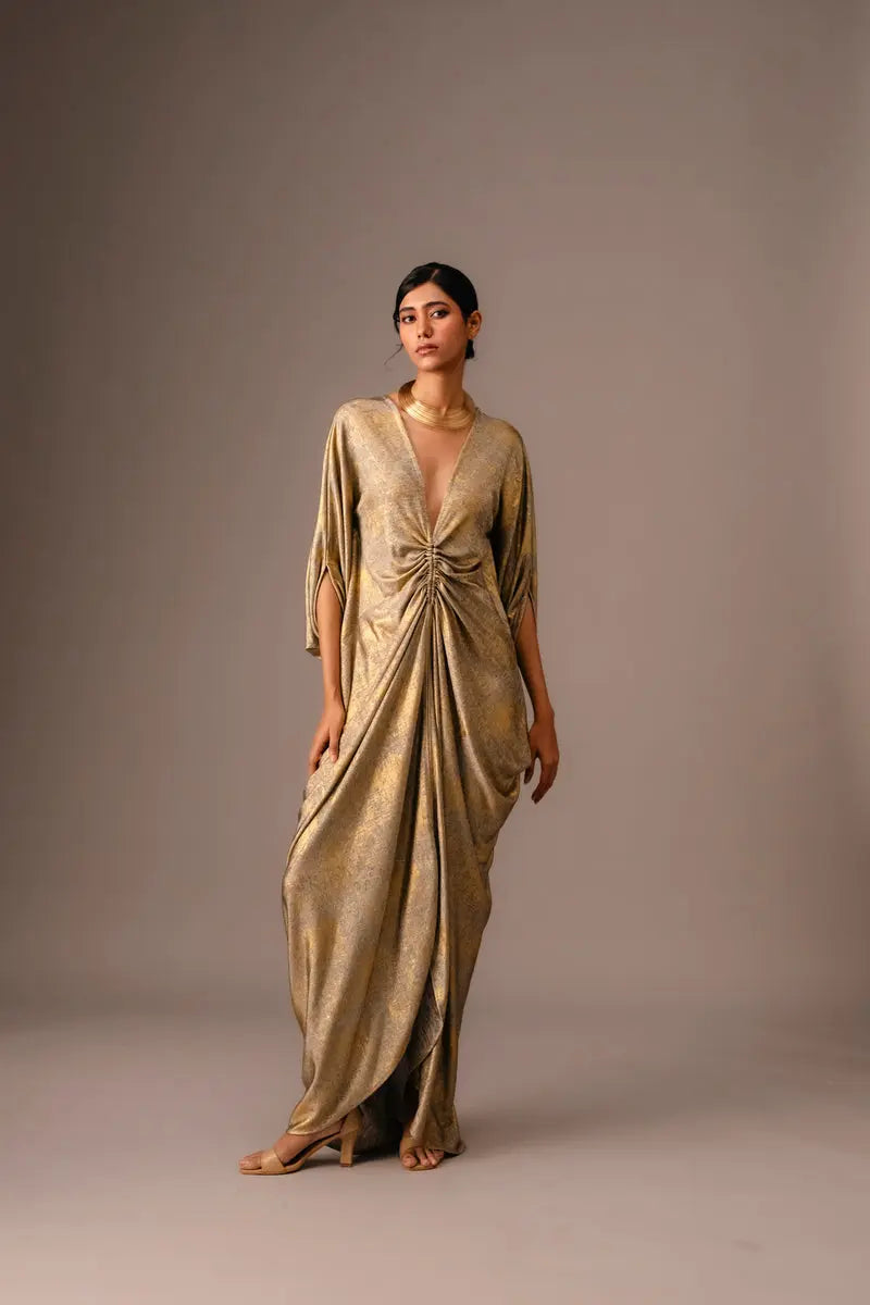 Kaftan in Brushed Golden Crepe