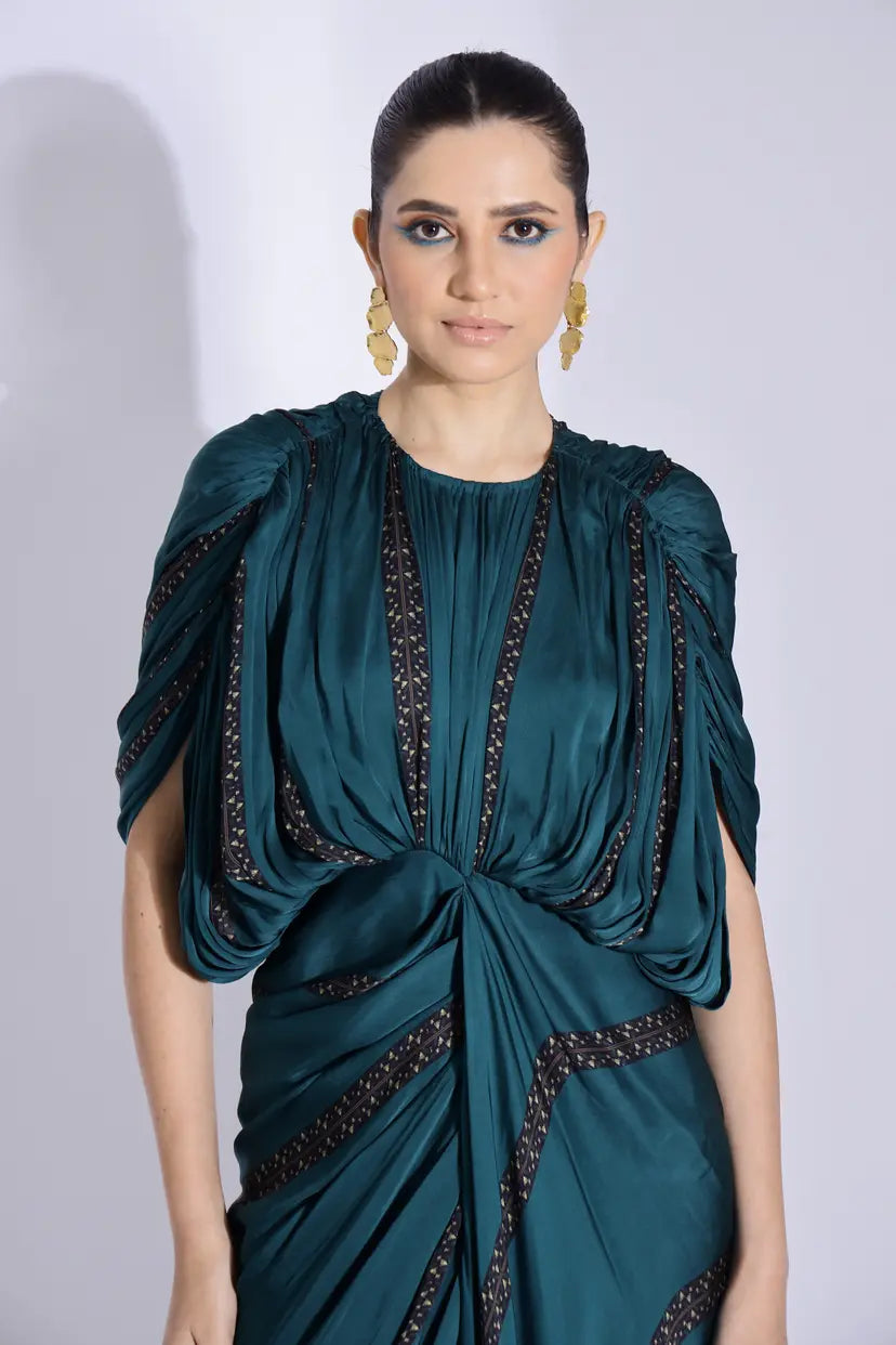 Draped Printed Georgette Dress