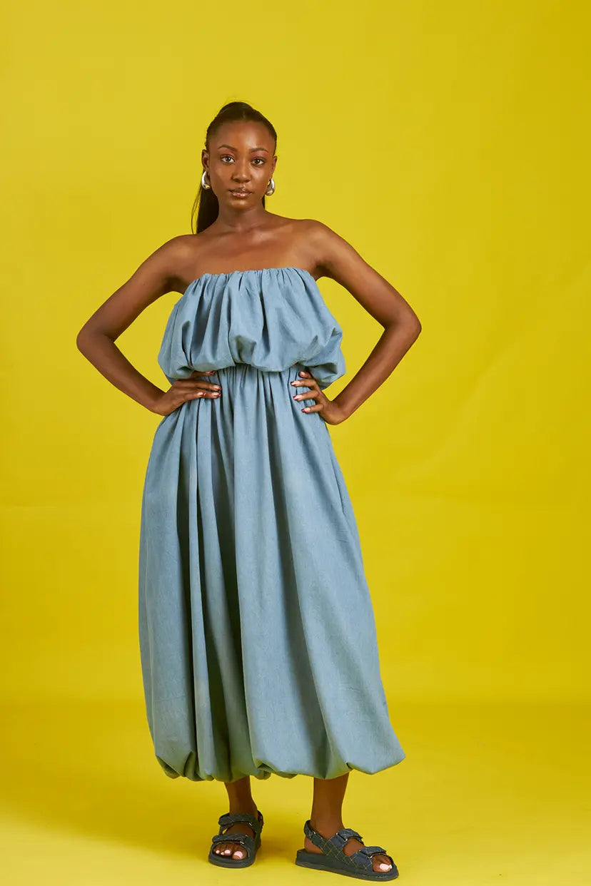 Bubble Top & Pants in Beach Denim