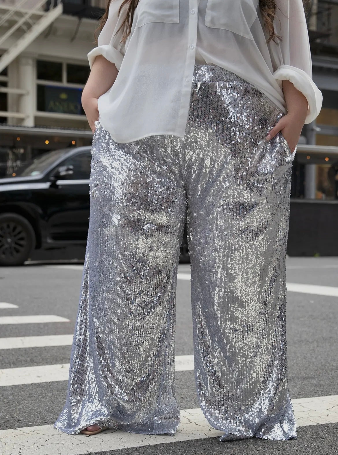 Silver Sequin Pants