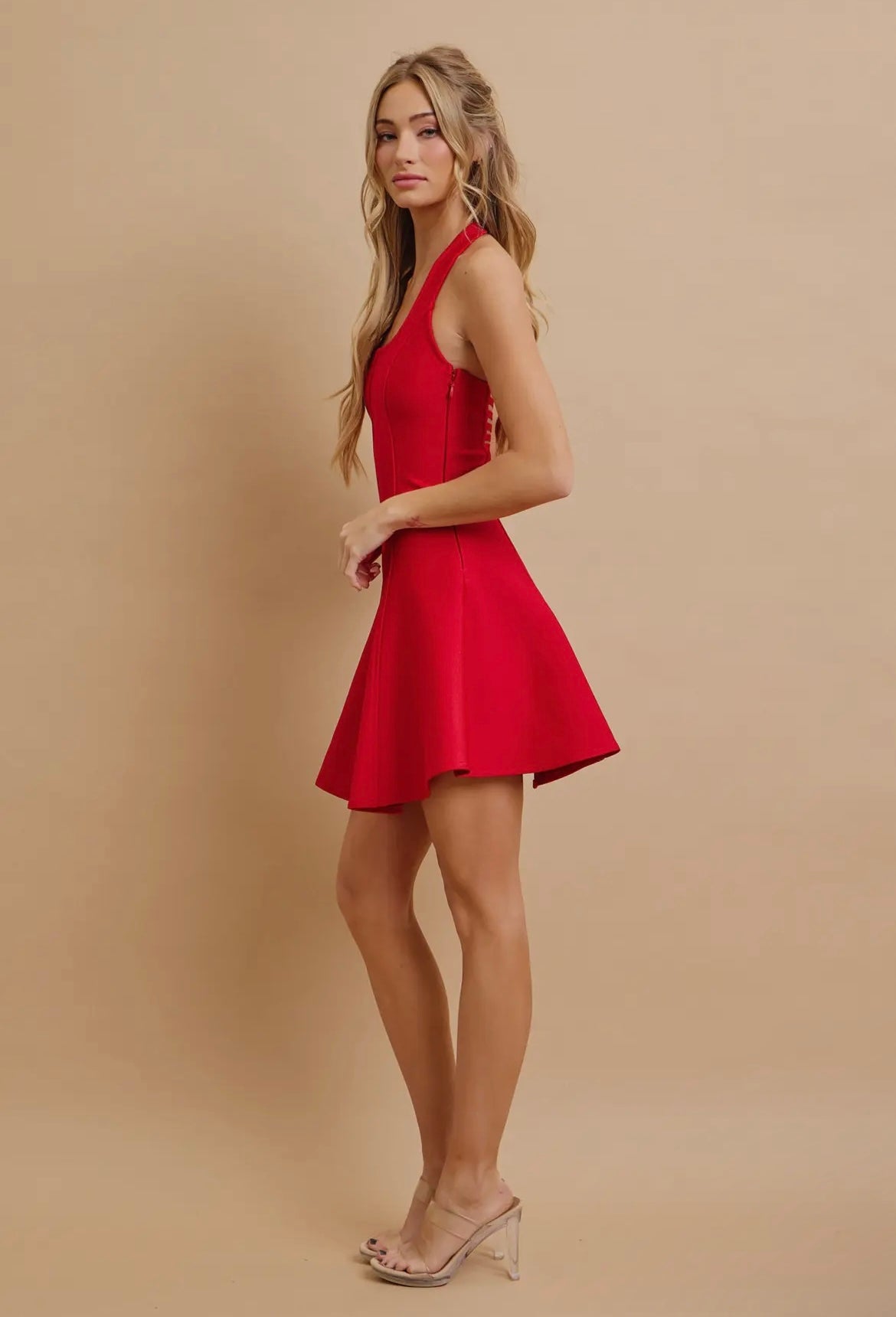 Bandage Halter Dress in Hibiscus