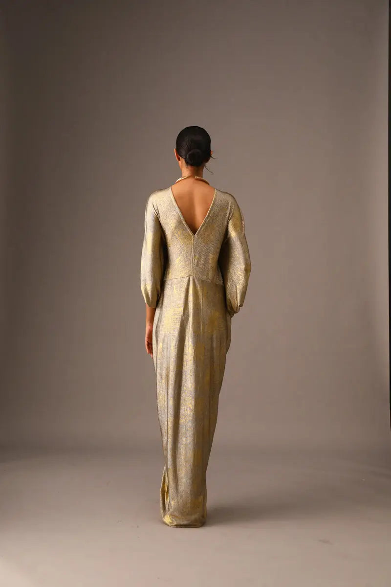 Kaftan in Brushed Golden Crepe