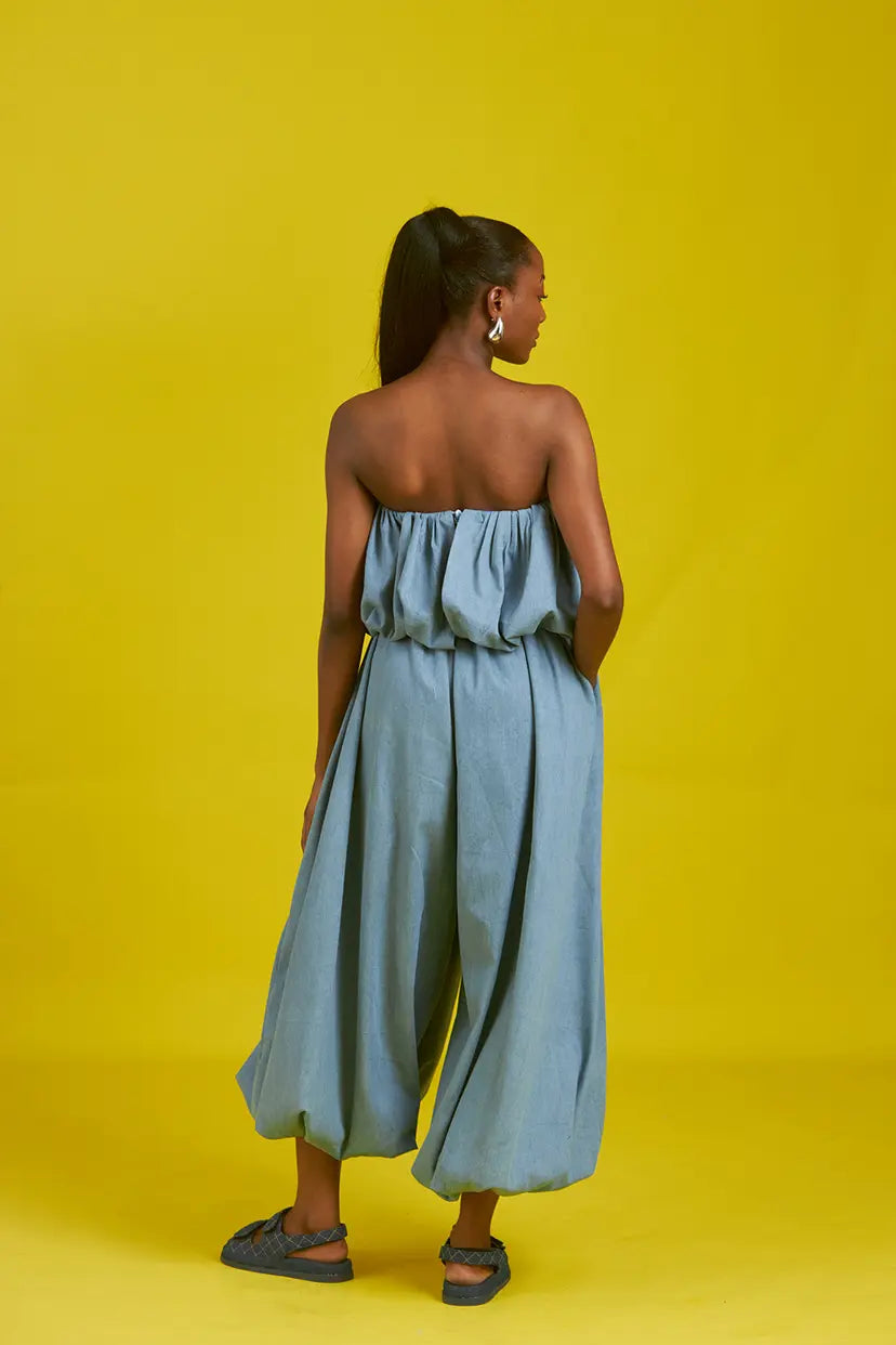 Bubble Top & Pants in Beach Denim