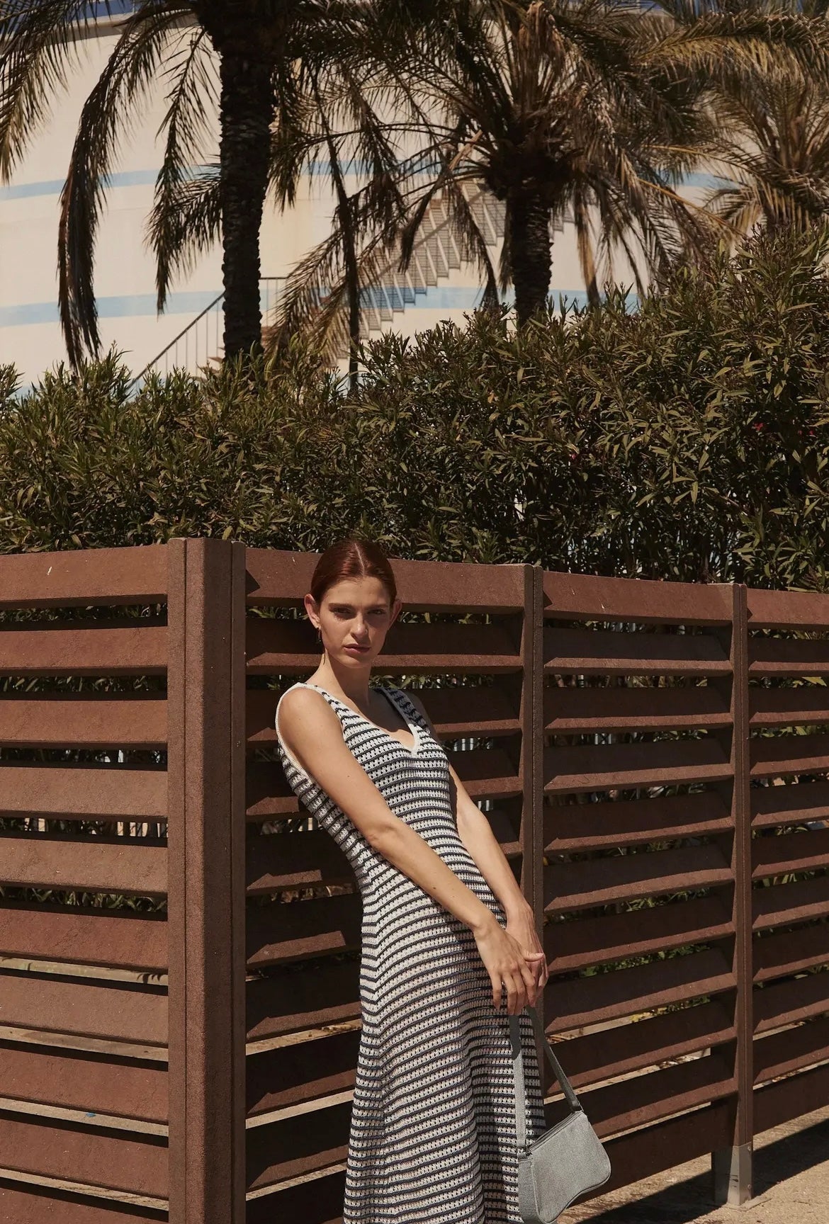 Striped Long Knit Dress in Navy Sailor Stripe