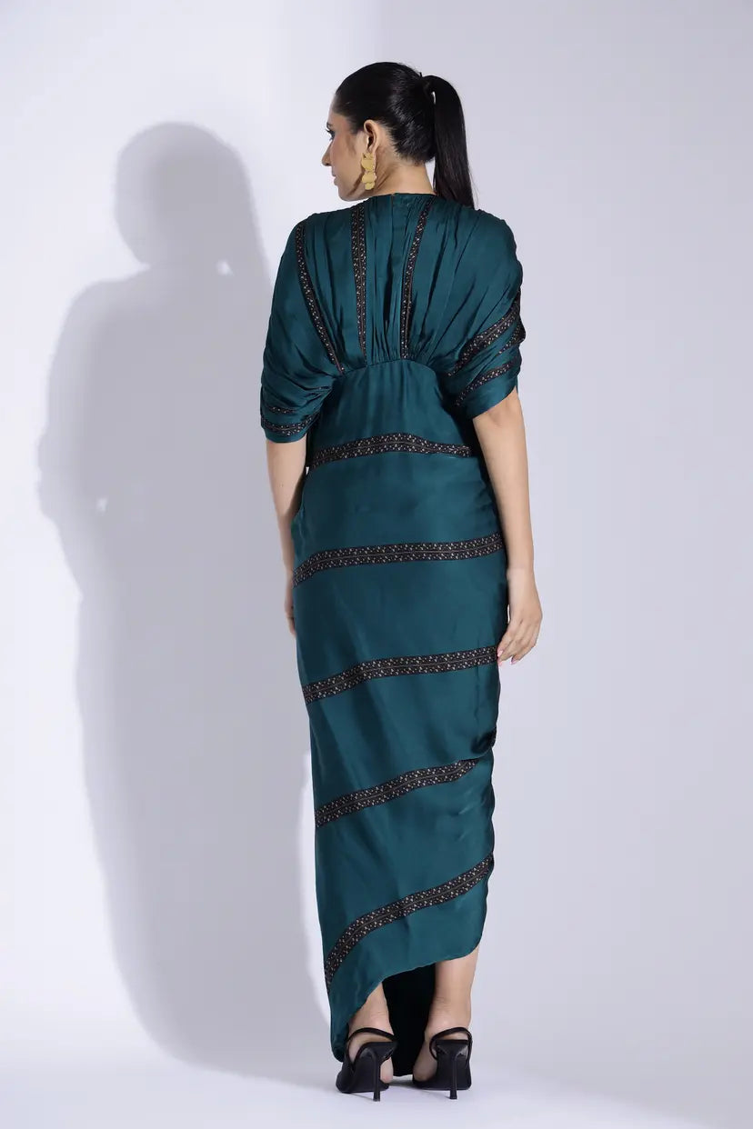 Draped Printed Georgette Dress
