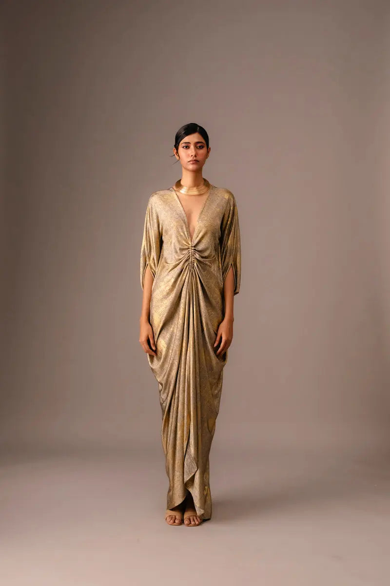 Kaftan in Brushed Golden Crepe