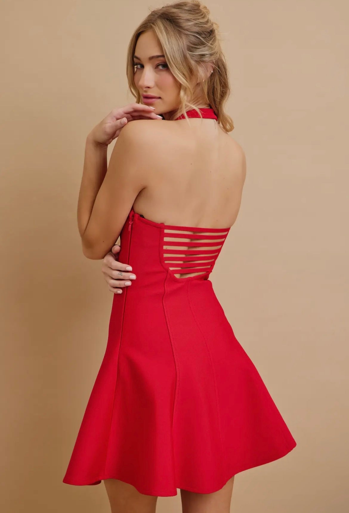 Bandage Halter Dress in Hibiscus