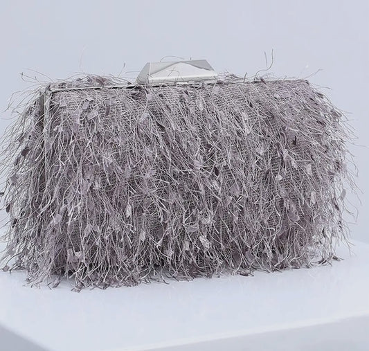 Grey Confetti Tassle Clutch