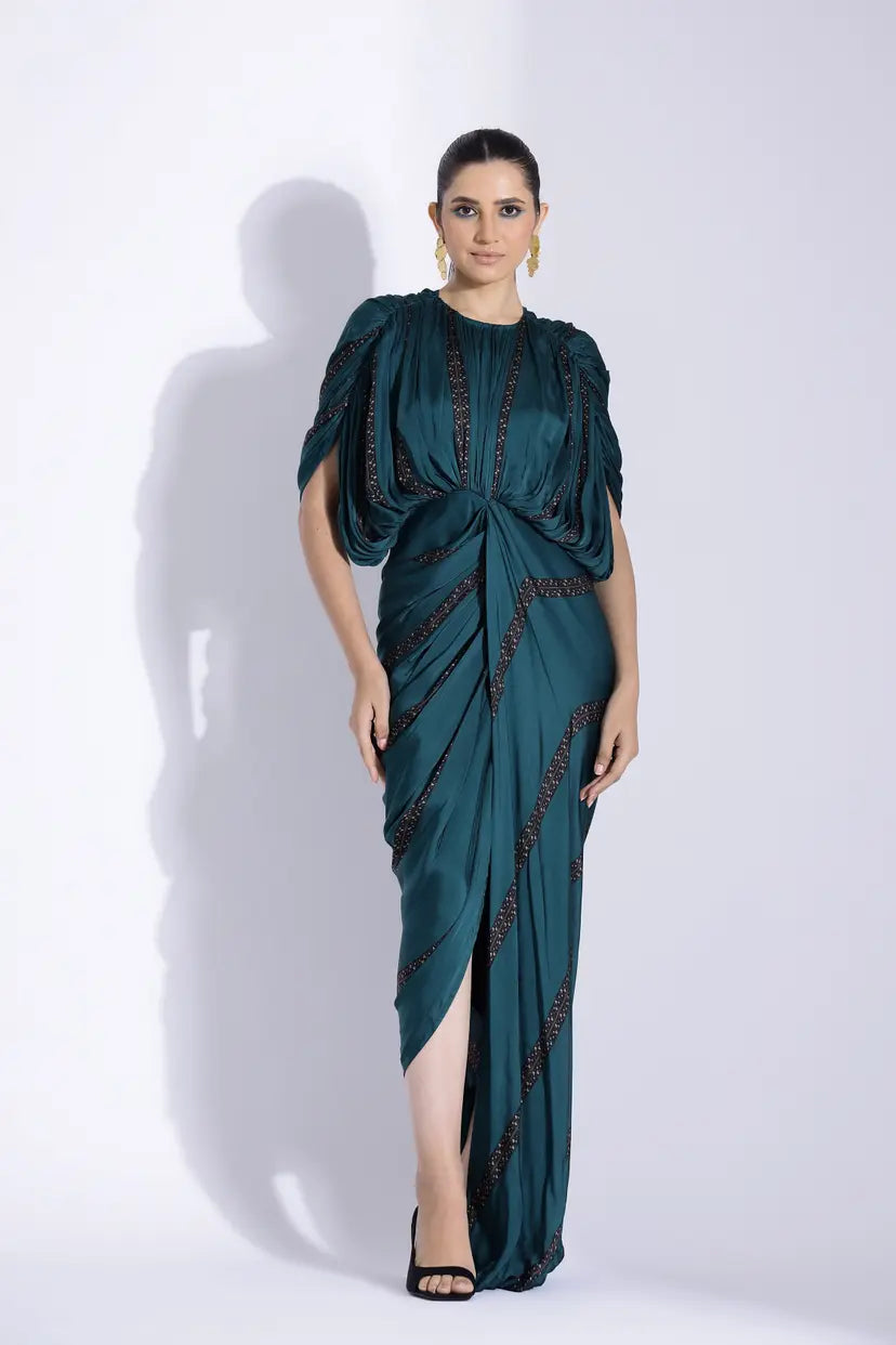 Draped Printed Georgette Dress