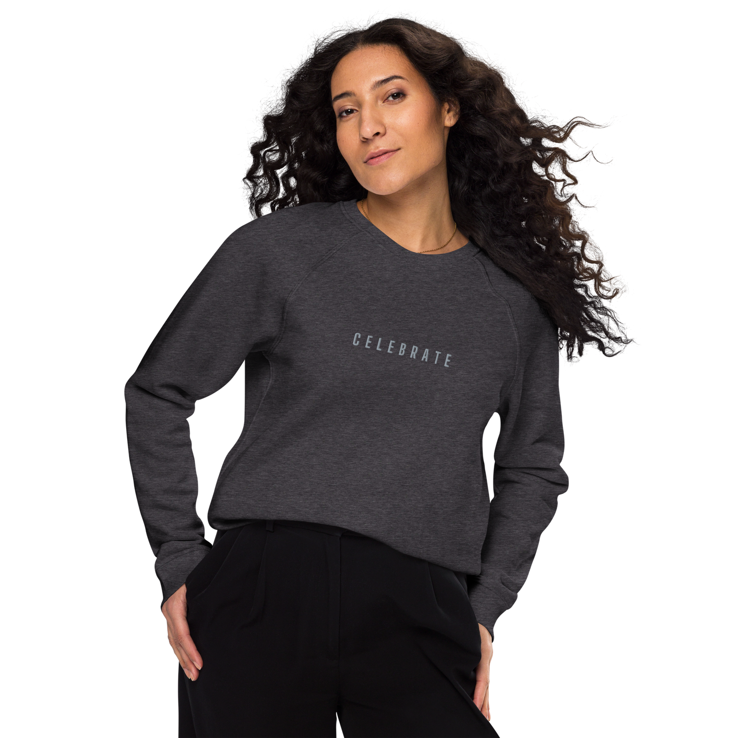 CELEBRATE Grey Organic Raglan Sweatshirt